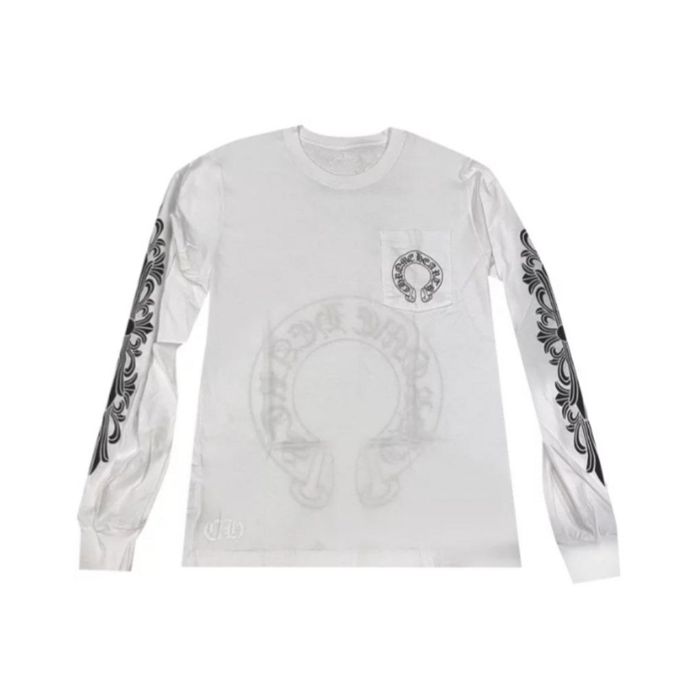 MEN'S CHROME HEARTS FLORAL HORSESHOE L/S TSHIRT - Picture 13 of 13